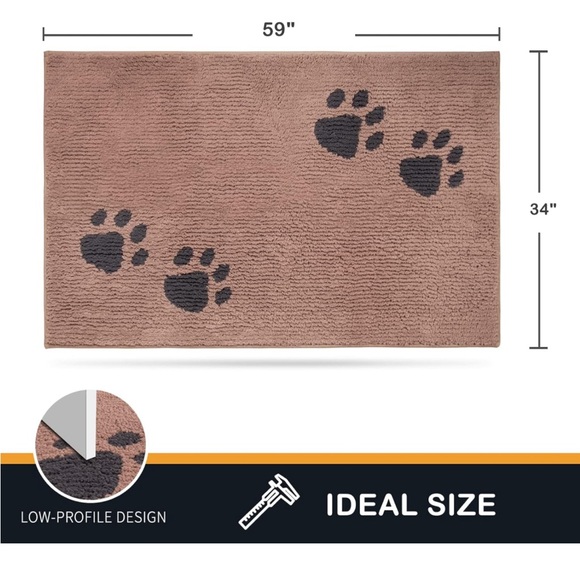 DirtTrapperDoor Mat34"x59"Non-Skid/Slip MachineWashableMicrofiberEntranceRug - Picture 1 of 9